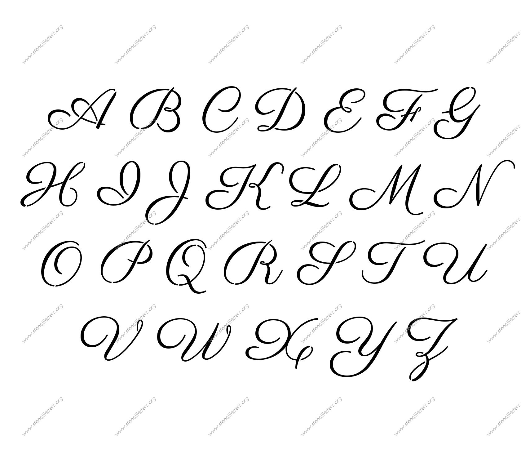 1960s Calligraphy Uppercase Lowercase Letter Stencils A Z 1 4 Inch Up To 36 Inch Printable File Size Stencil Letters Org