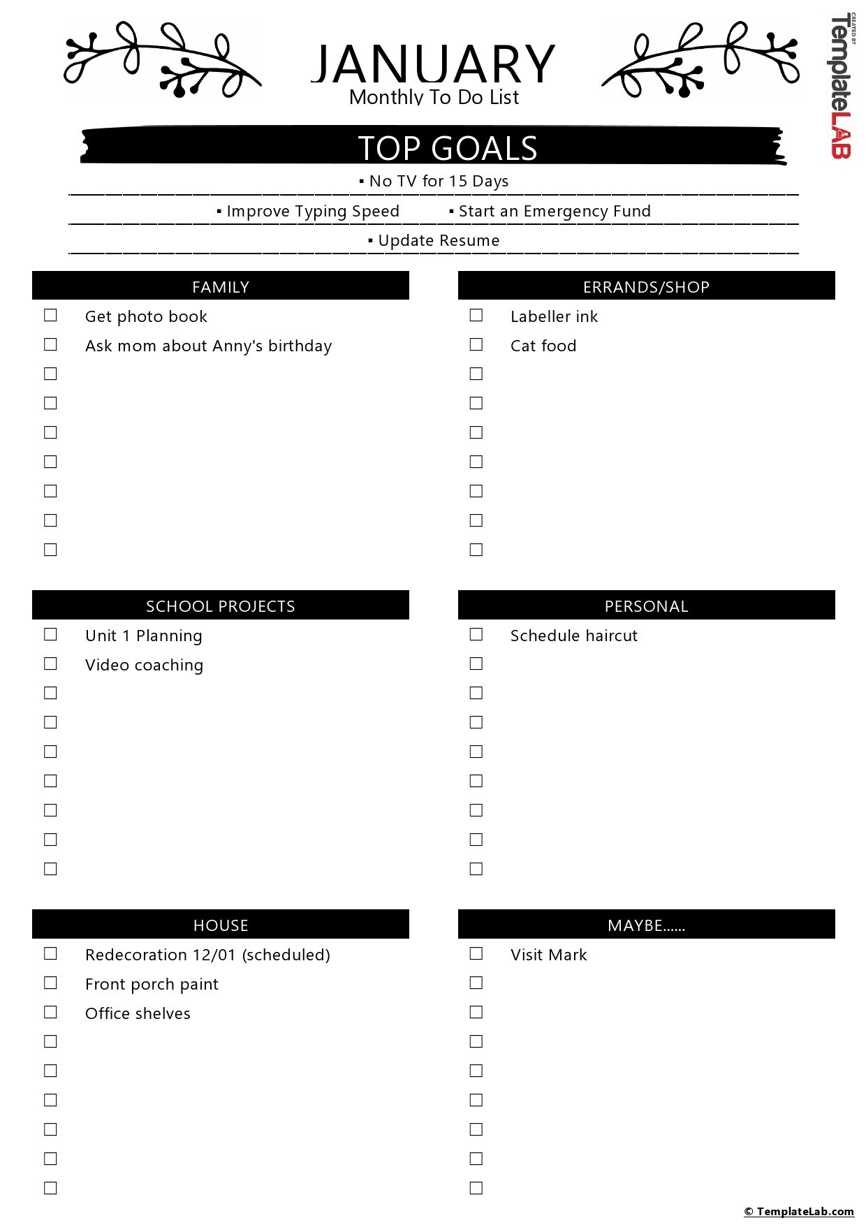 Free Printable To Do List Template
