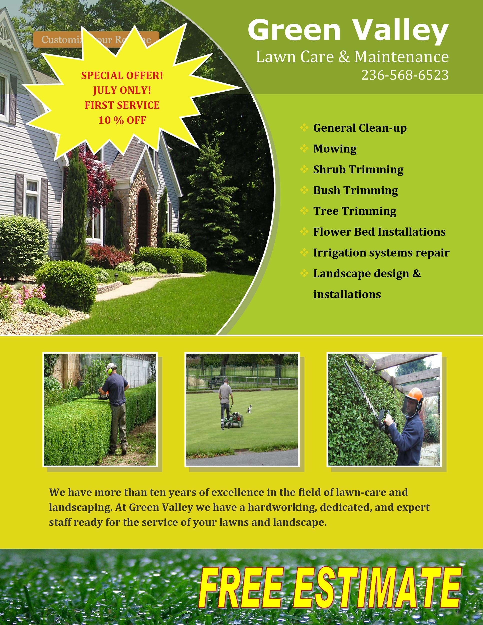Printable Free Lawn Care Flyer Template For Microsoft Word