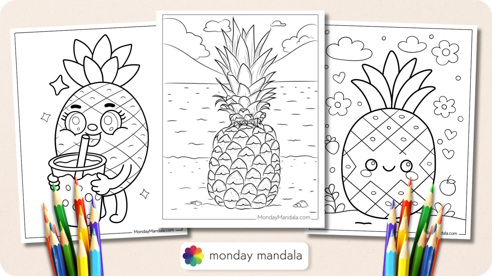 32 Pineapple Coloring Page Free PDF Printables 