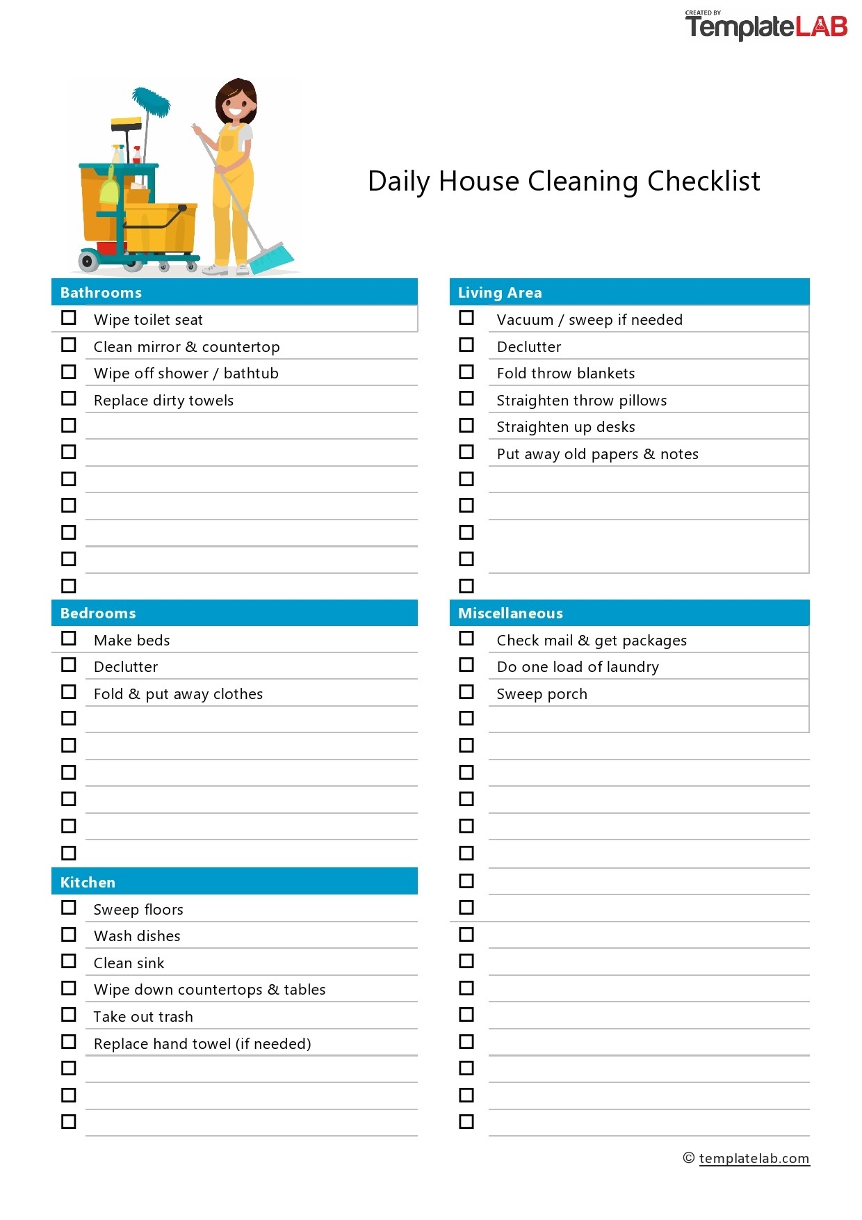 Free Printable Cleaning Schedule Template