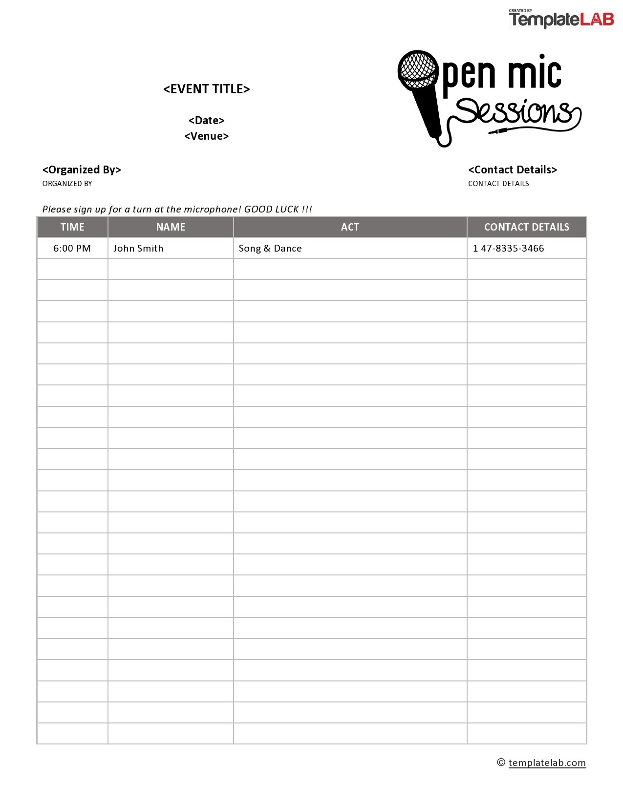 Free Printable Karaoke List Templates
