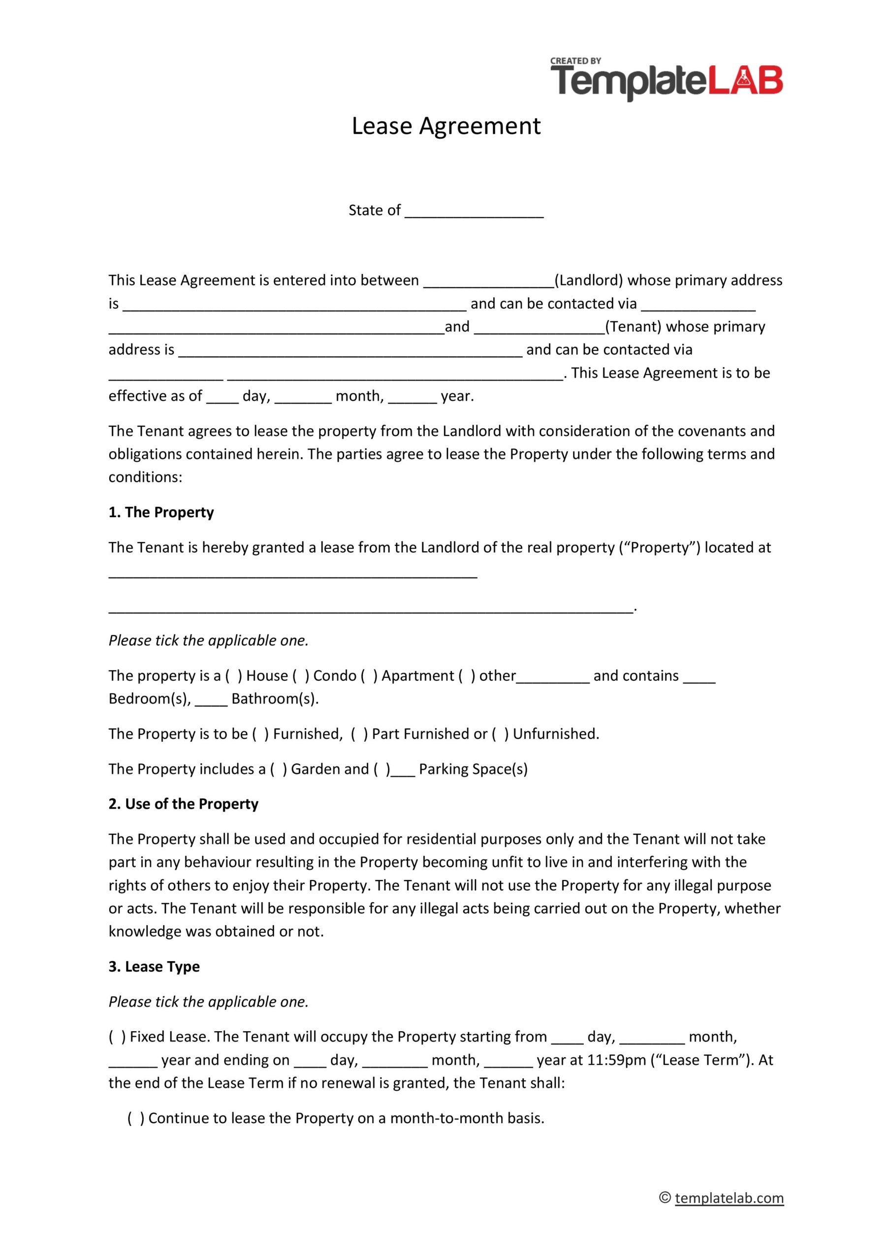 Free Printable Rental Agreements Templates
