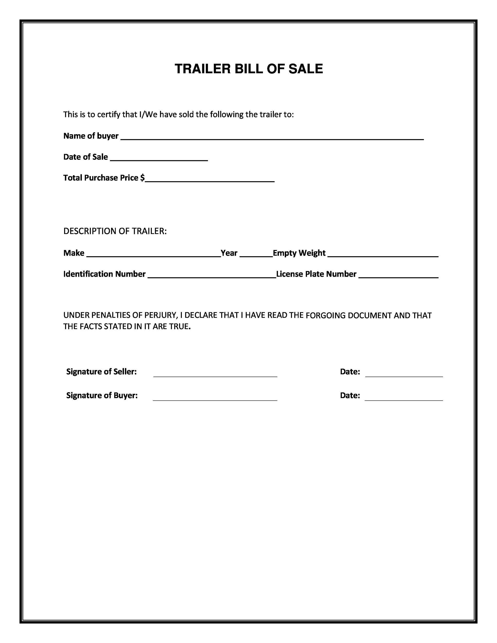 45 Printable Bill Of Sale Templates Free Word PDF 