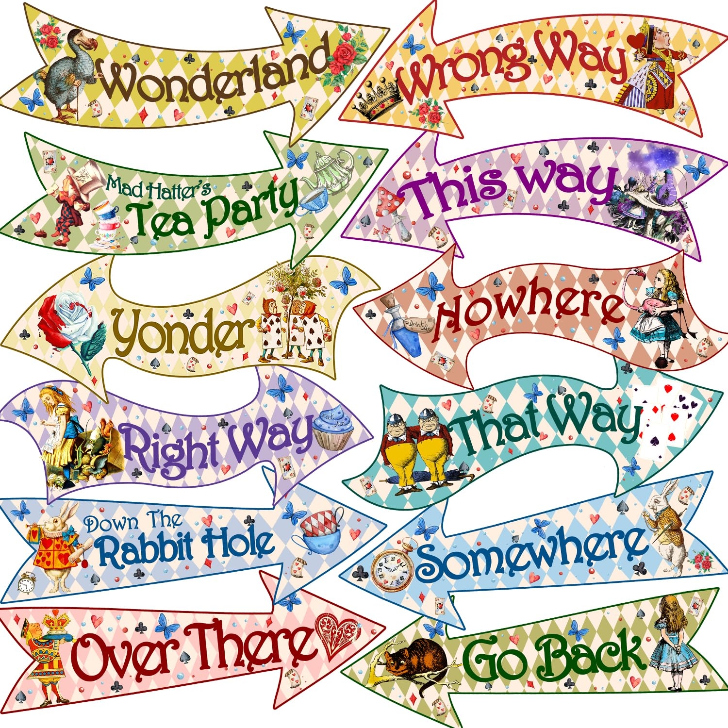 Amazon Alice In Wonderland Arrow Signs 24pcs Alice In Wonderland Signs Htabiol Alice In Wonderland Party Decorations Fit For Alice Wonderland Decor Alice In Onederland 1st Birthday Mad Hatter Tea Party 