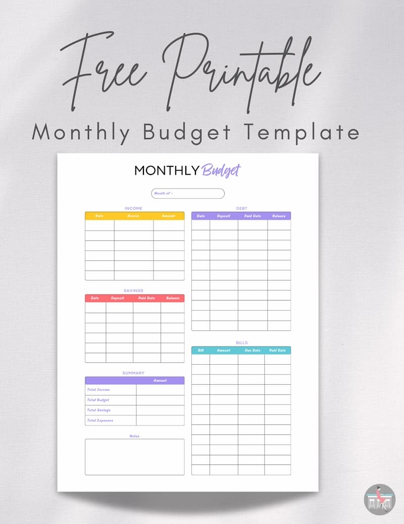Free Monthly Budget Templates Printable