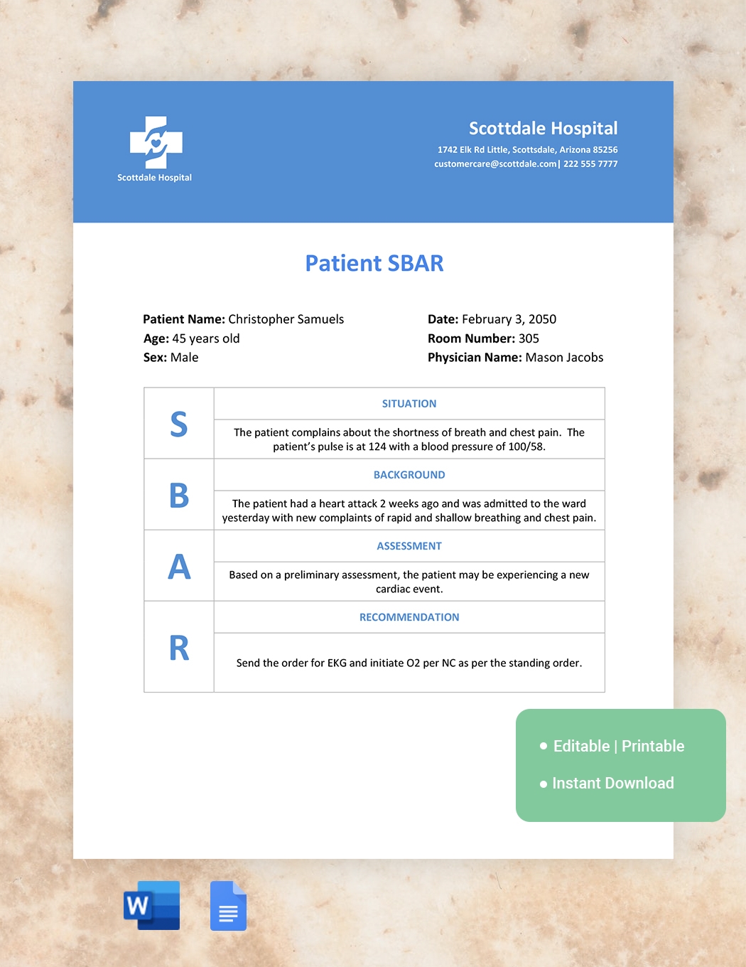Blank SBAR Template In Word Google Docs Download Template
