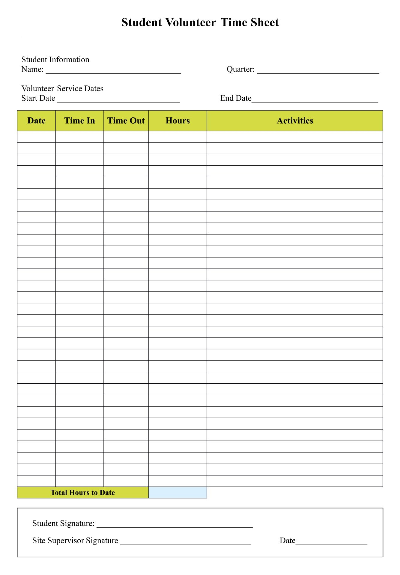 Free Printable Timesheet Template
