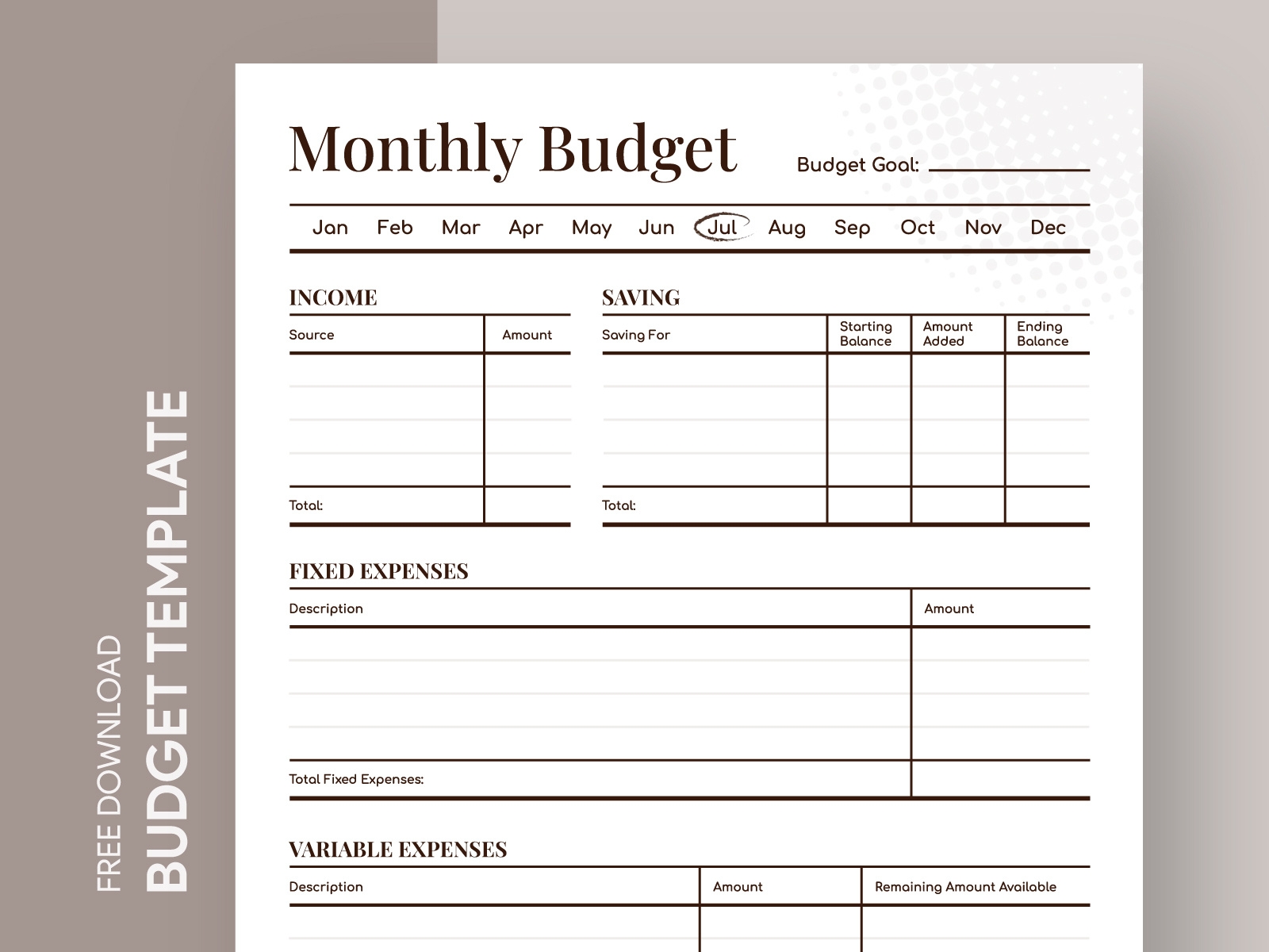 Budget Planner Printable Free Google Docs Template By Gdoc On Dribbble