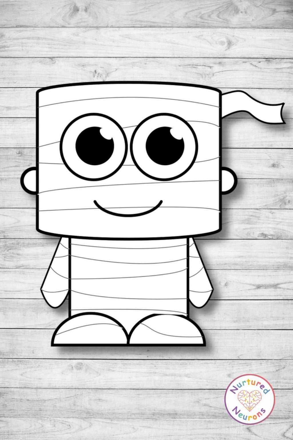 Build A Mummy Craft printable Halloween Activity Nurtured Neurons