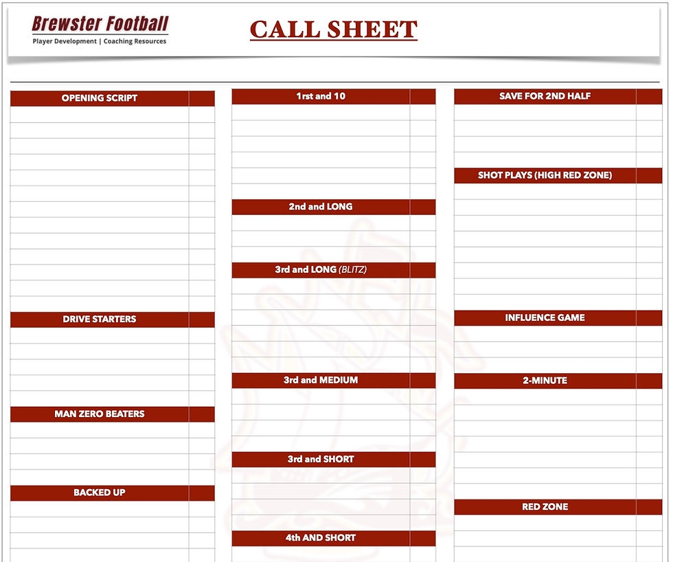 Call Sheet 11x17 PDF Brewster Football
