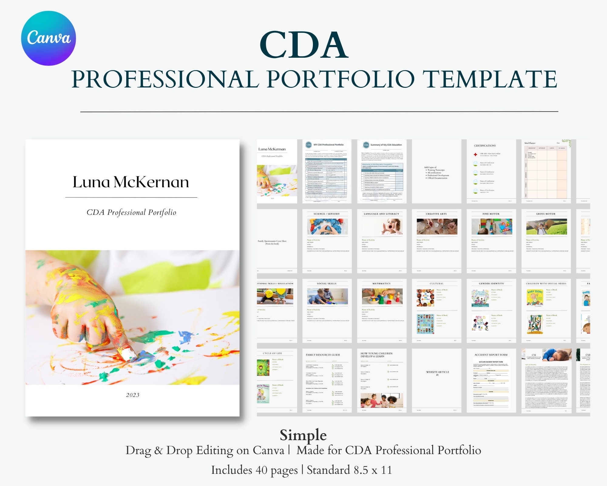 CDA Professional Portfolio Template Canva Template Child Development Associate Professional Portfolio Template Early Childhood Education Etsy