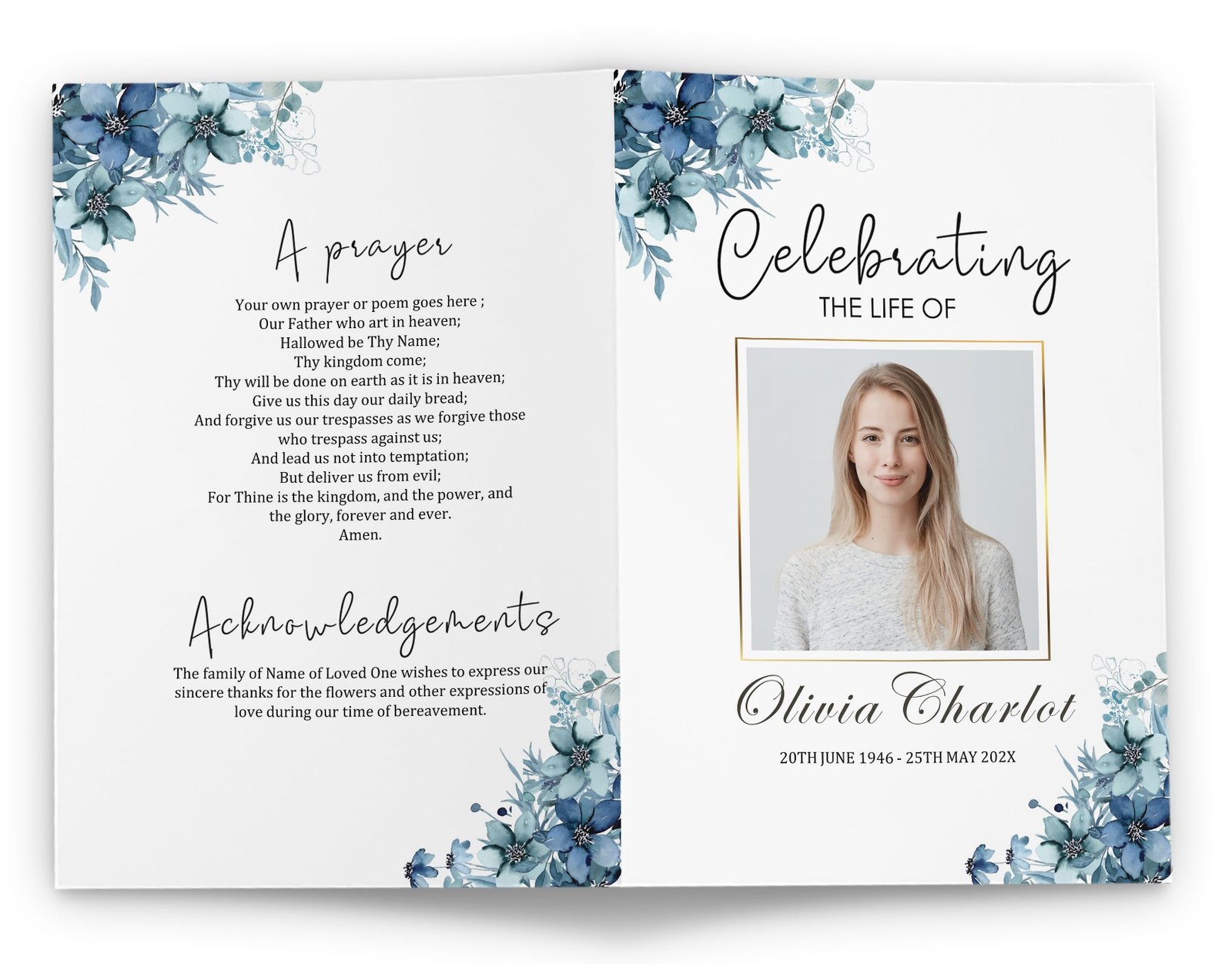 Free Printable Celebration Of Life Program Template