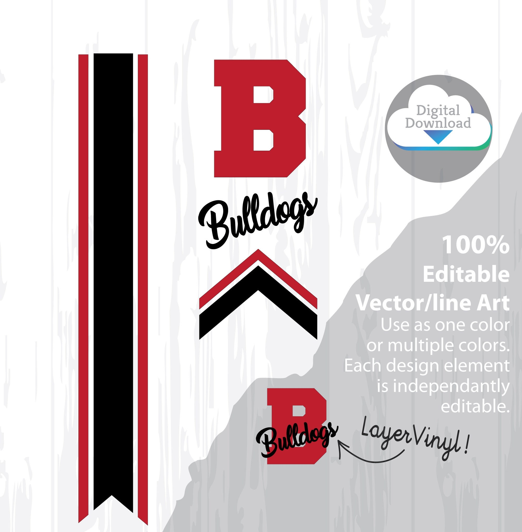 Cheer Bow Template BULLDOGS Stripes Arrow Tails Svg For Vinyl Heat Transfer 3 Layout 5 8 Tails FREE Printable PDF How To Make A Bow