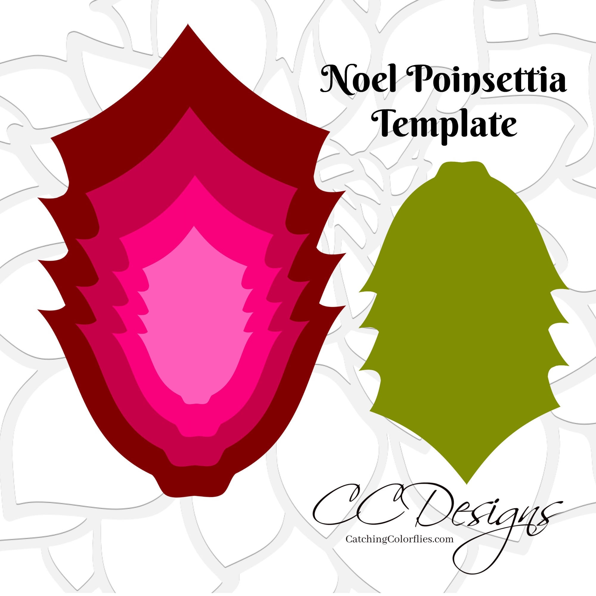 Christmas Poinsettia Paper Flower Template Poinsettia SVG Cut Files And PDF Printable Templates With Tutorial Farmhouse Holiday Decor Etsy