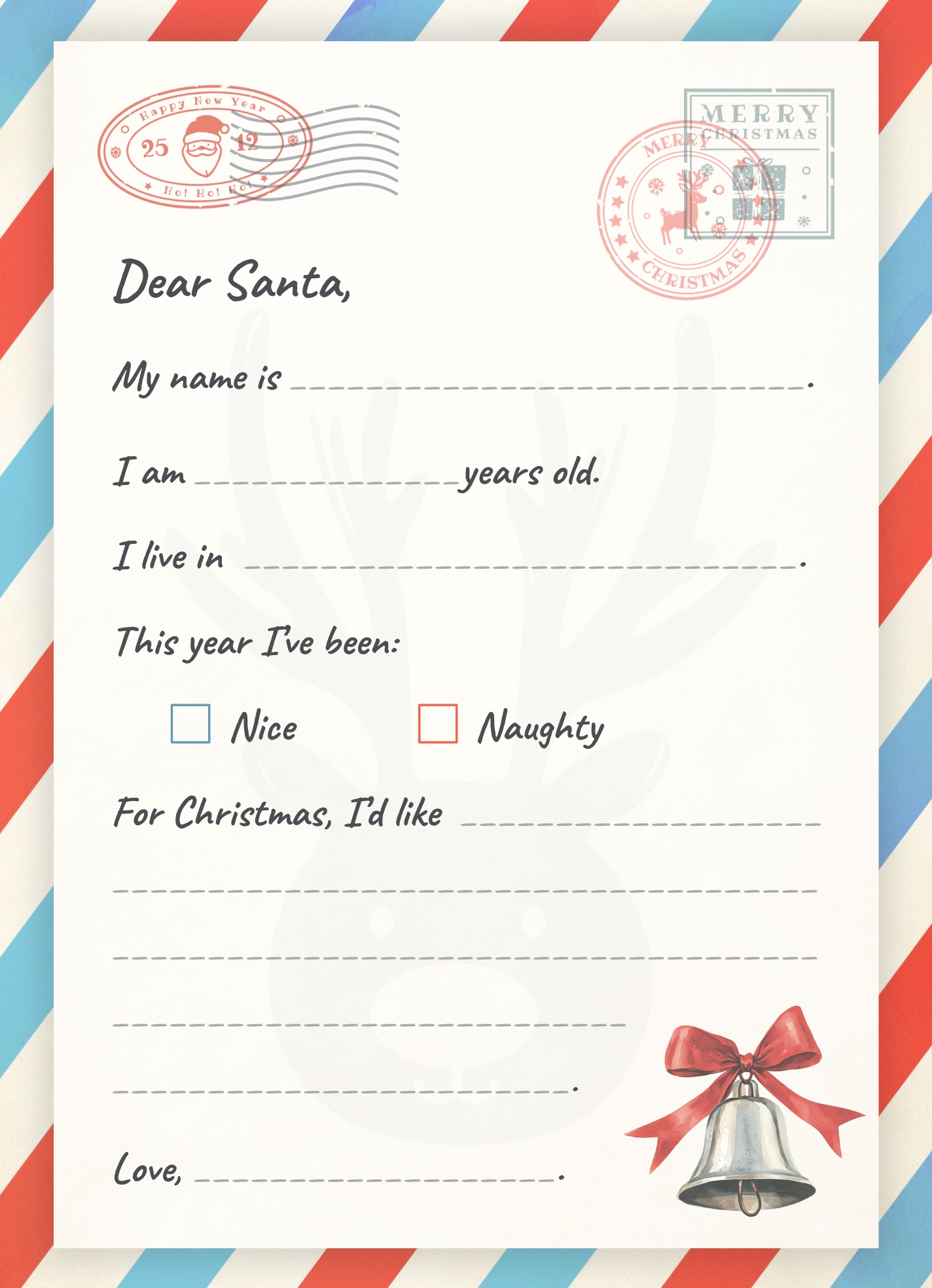 Dear Santa Letter Template Free Printable