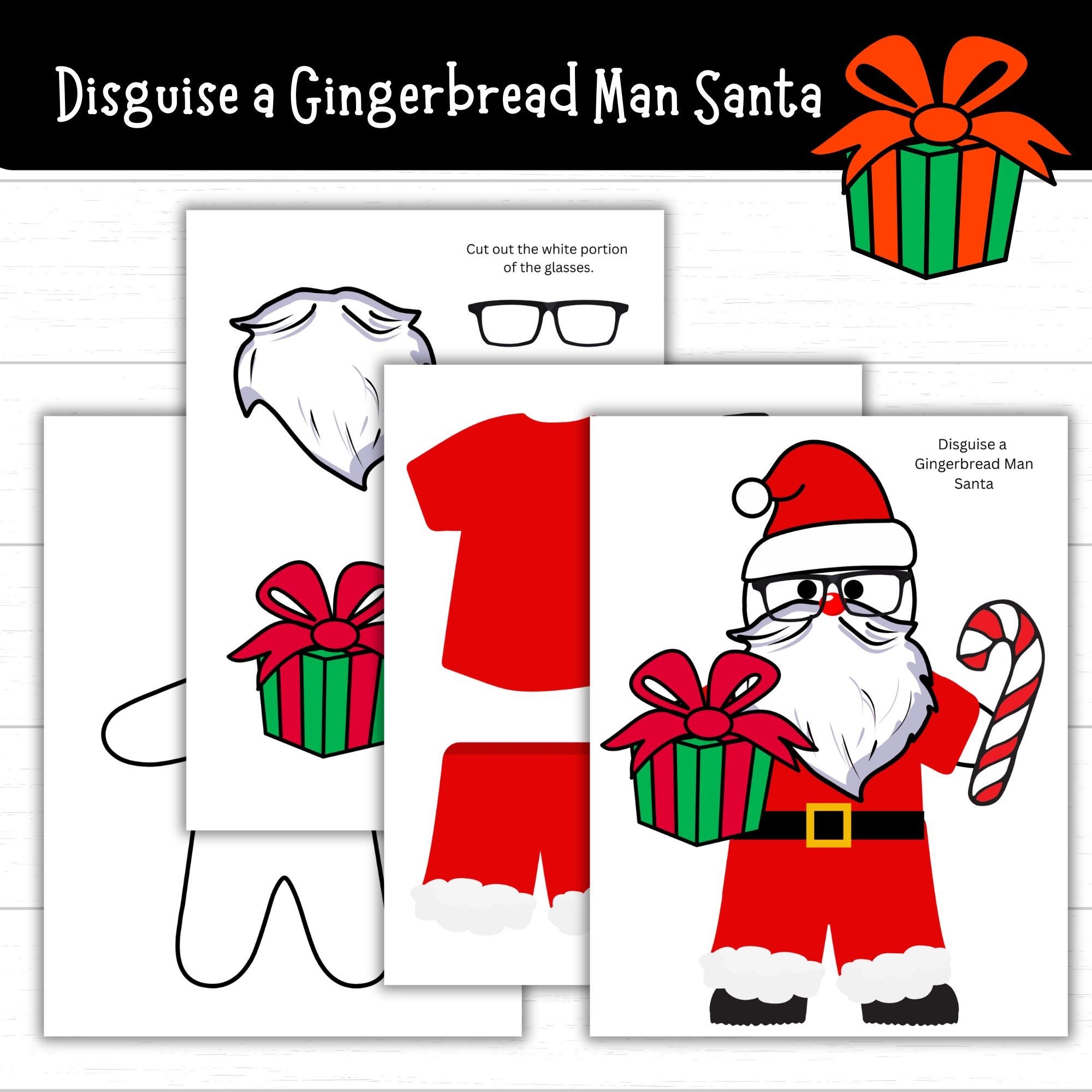 Disguise A Gingerbread Man Santa Santa Gingerbread Disguise Printable Santa Outfit December Project Christmas Activity For Kids Digital Etsy