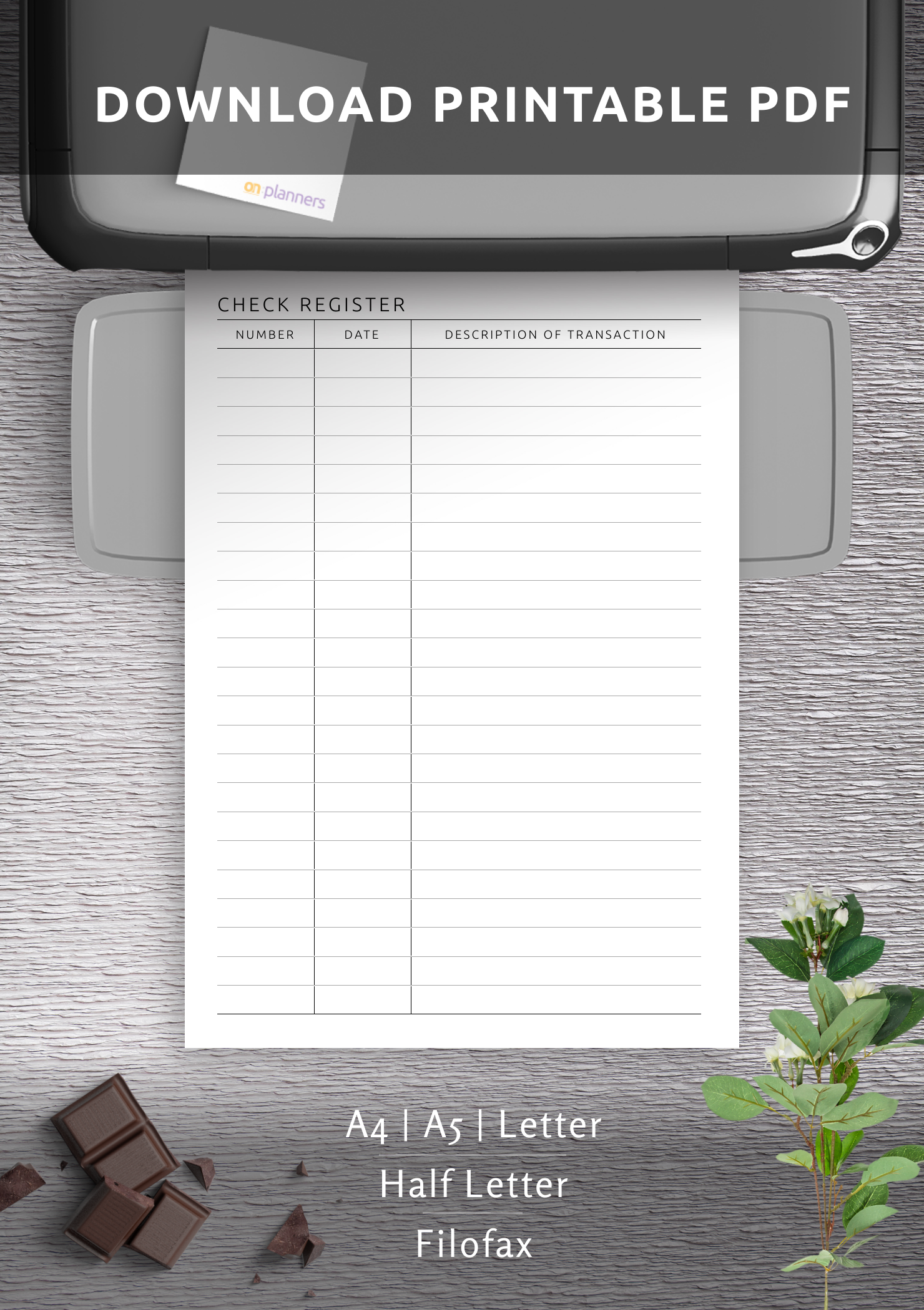 Free Printable Check Register Template