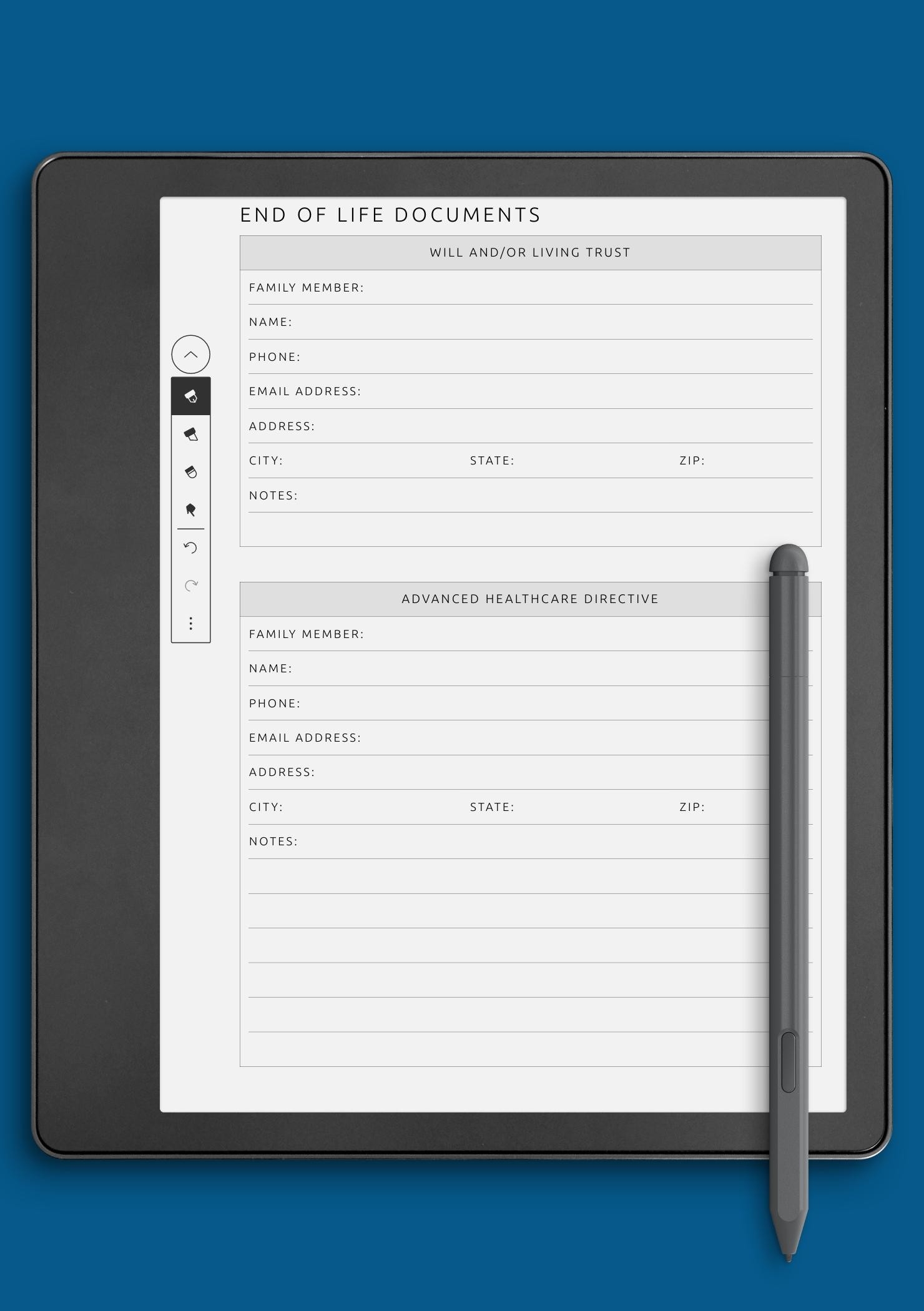 Free Printable End Of Life Planner Template Word