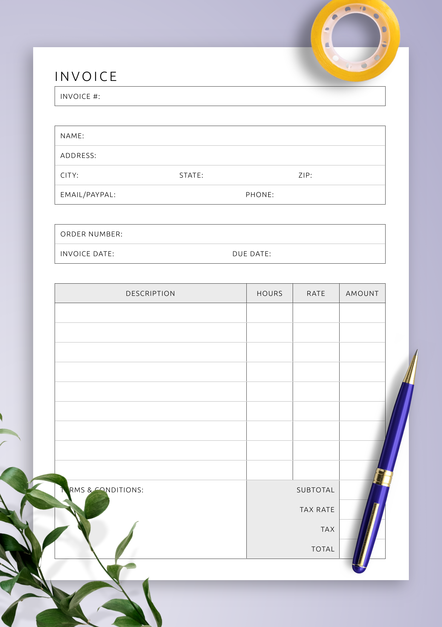 Download Printable Invoice Templates Customizable PDF