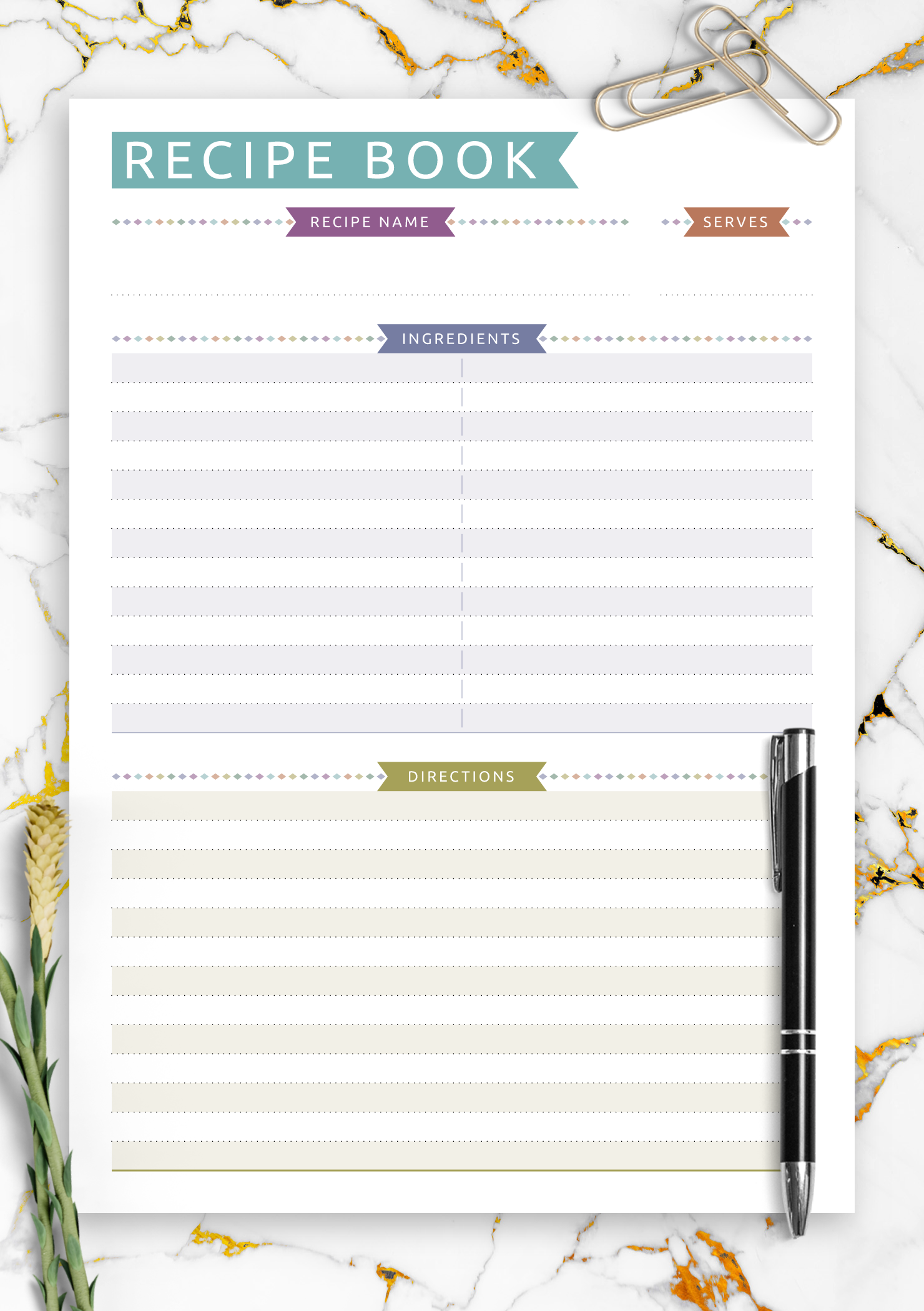 Free Printable Cookbook Templates