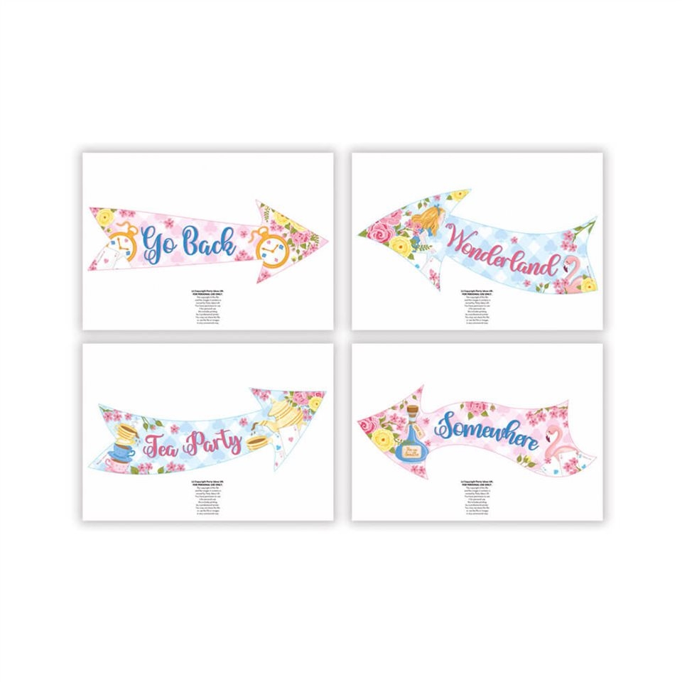 Free Printable Alice In Wonderland Arrow Signs Template