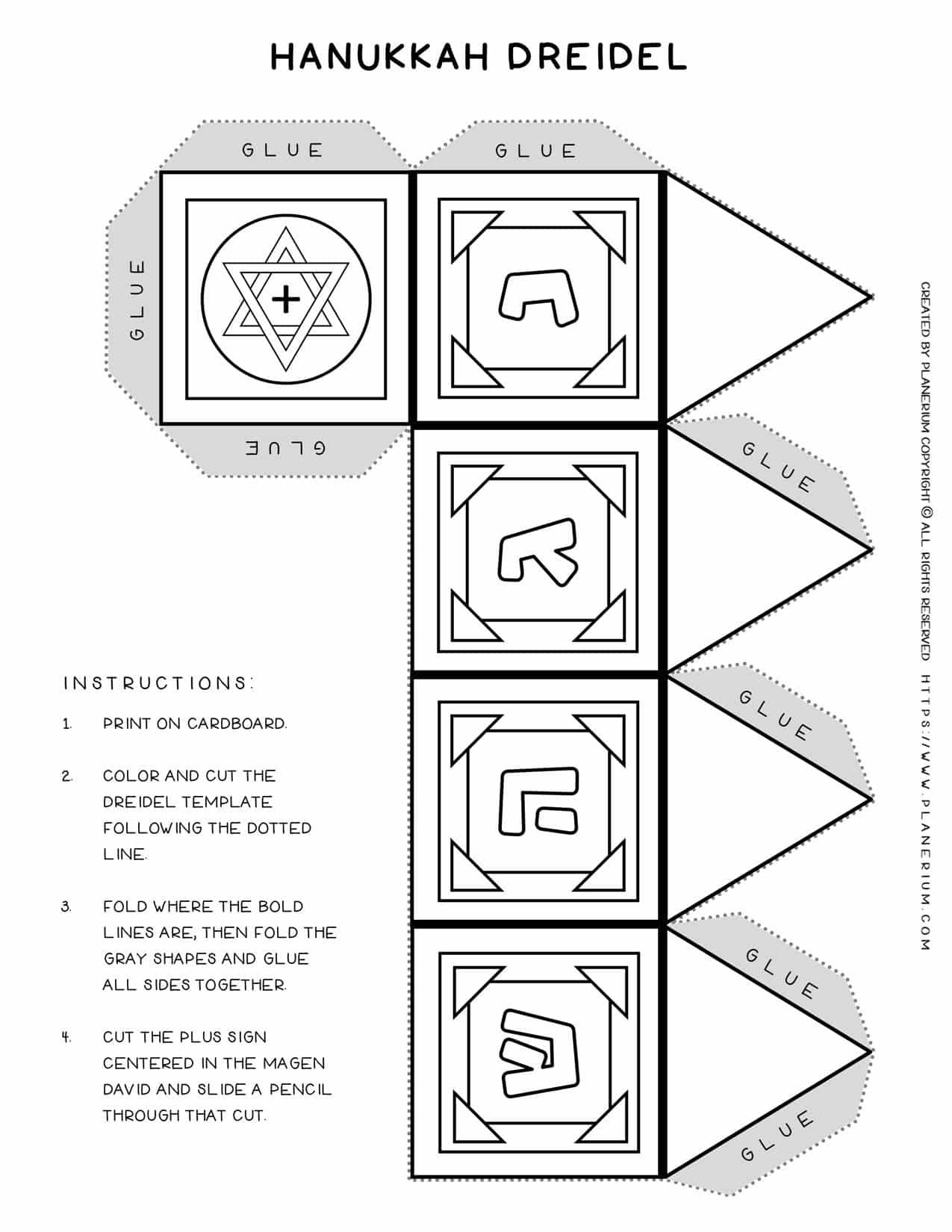 Dreidel Template With The Hebrew Letter Shin Free Printable Planerium
