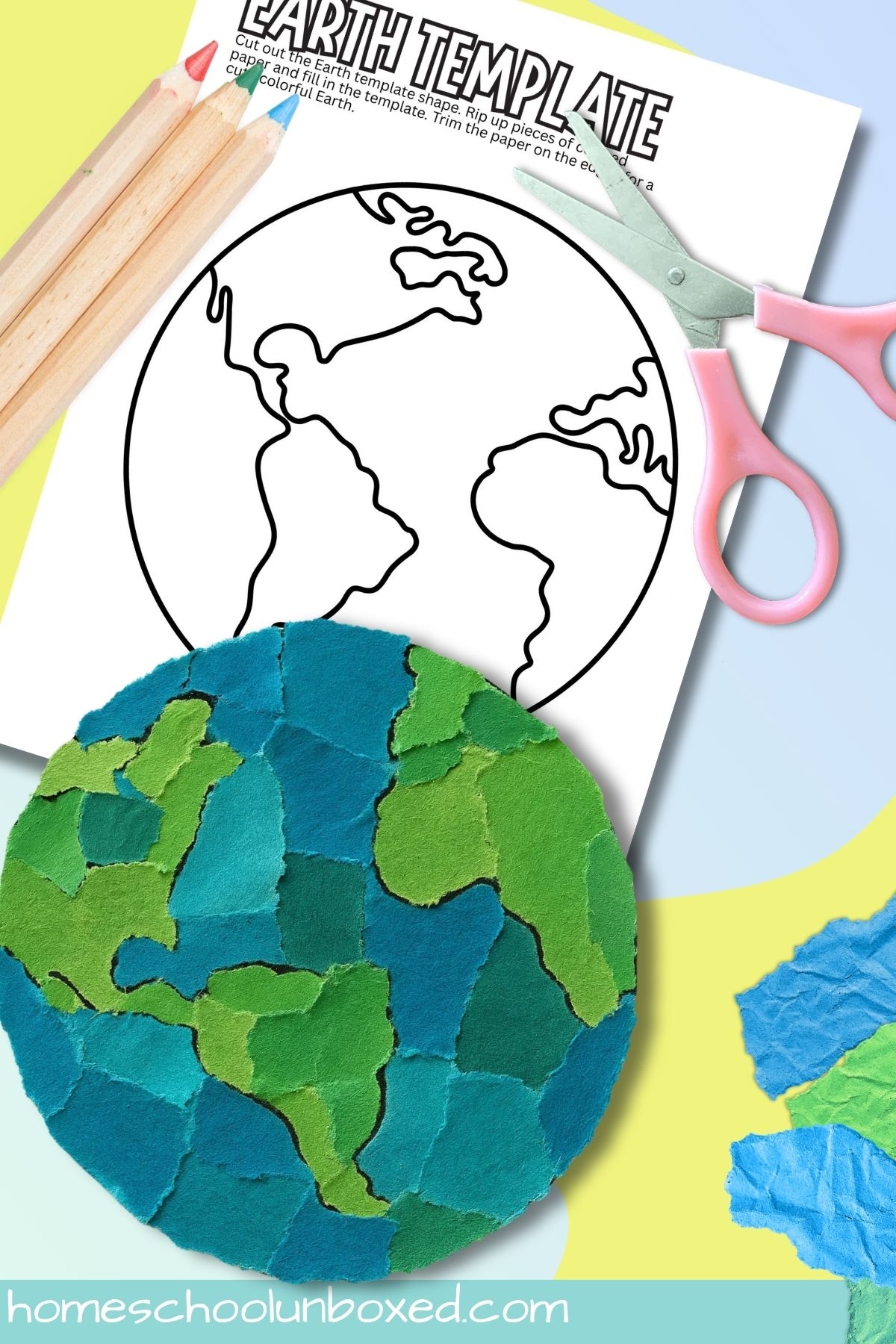 Earth Torn Paper Craft Free Printable Template Homeschool Unboxed