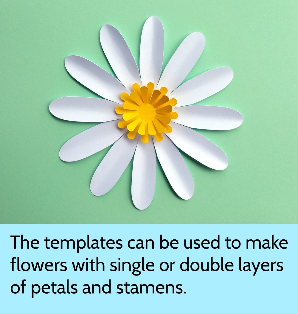 Easy DIY Daisy Gerbera Paper Flower Template SVG And PDF To Cut With A Cricut Or Silhouette Or Print And Handcut Daisies Digital Tutorial Etsy