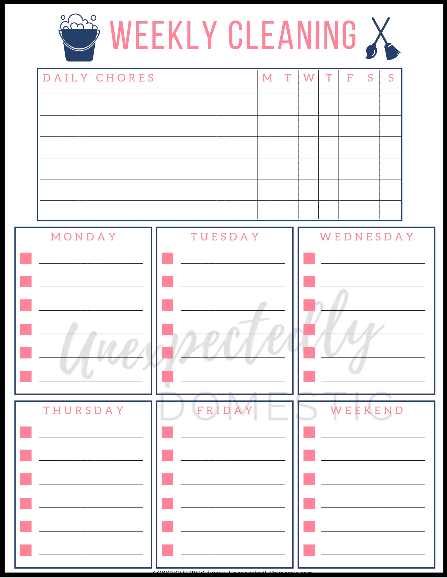 Easy Weekly Cleaning Schedule For Busy People Free Printable Worksheets Library