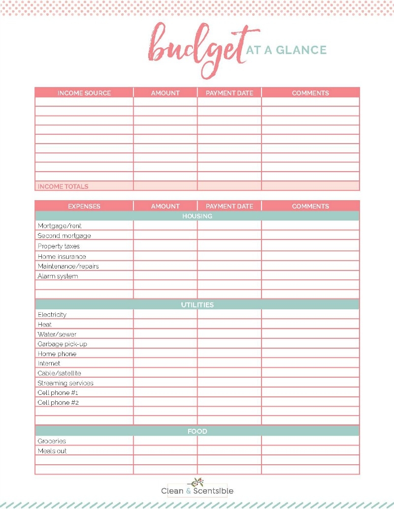 Budget Printable Template