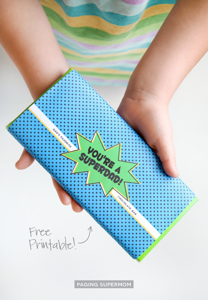 Father s Day Candy Bar Wrap Free Printable Super Dad Design