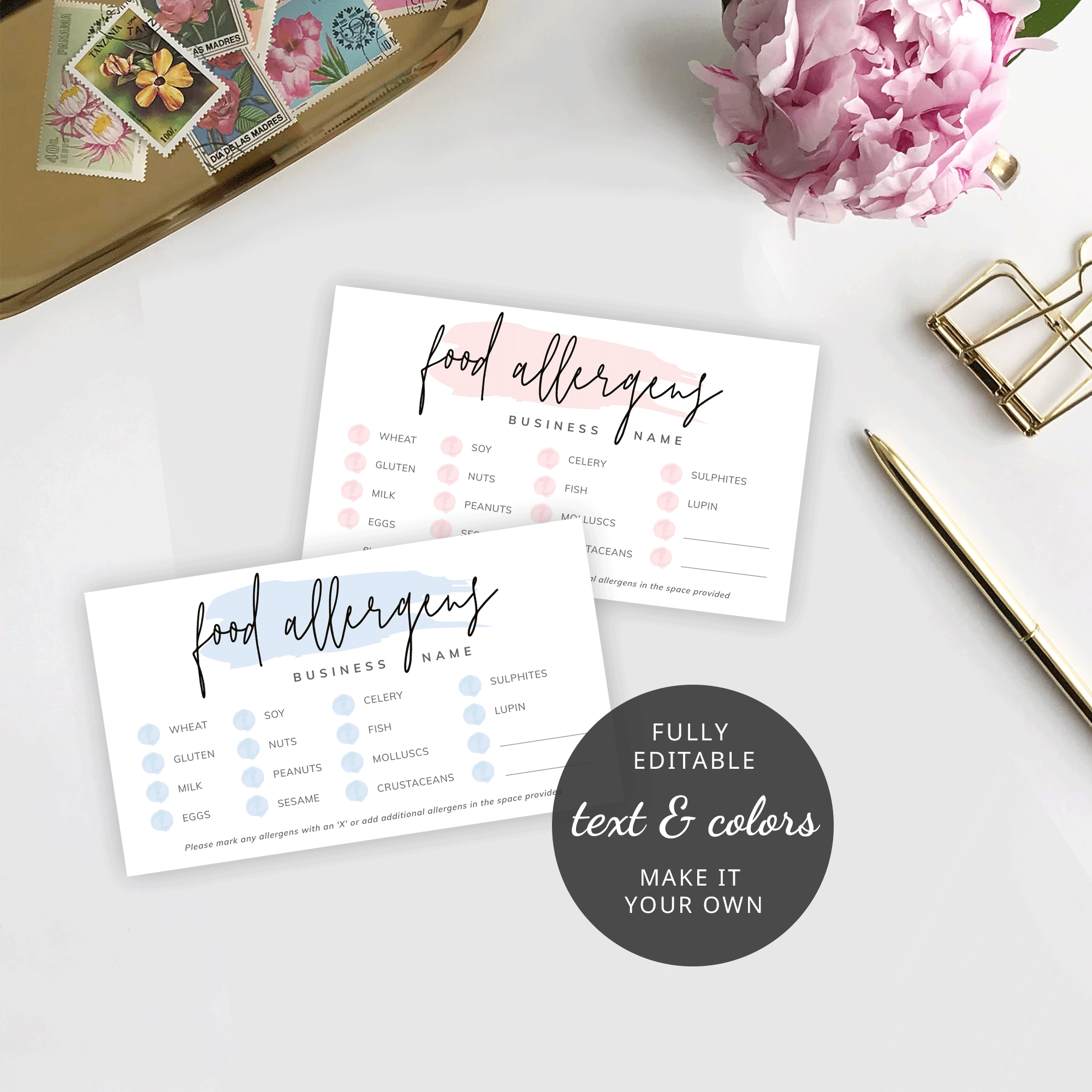 Food Allergy Card Template Printable Allergen Form List Template