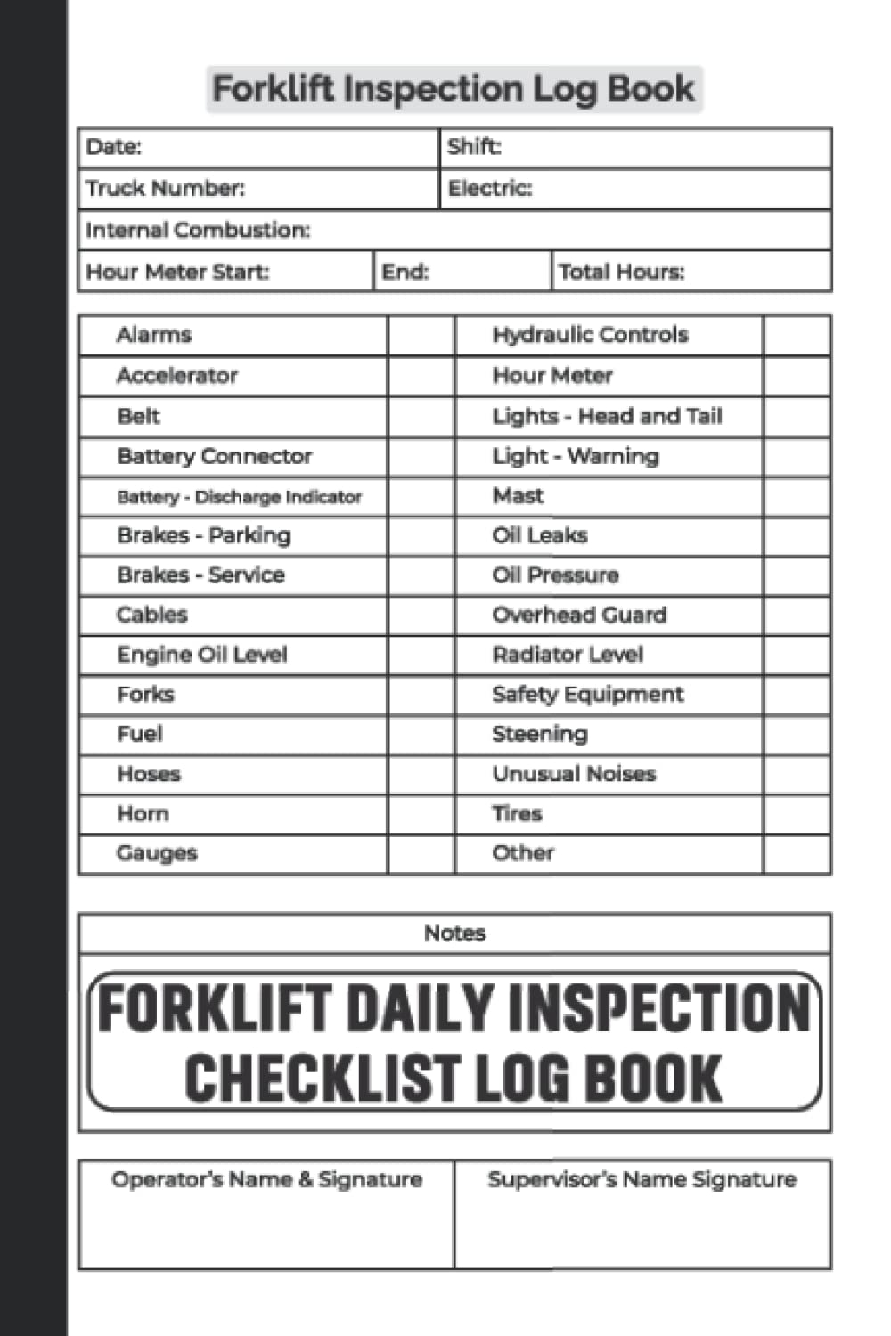 Printable Free Weekly Forklift Inspection Checklist Template