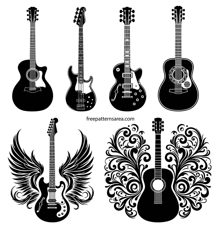 Free Acoustic Electric Guitar Vector Designs For Music Projects FreePatternsArea