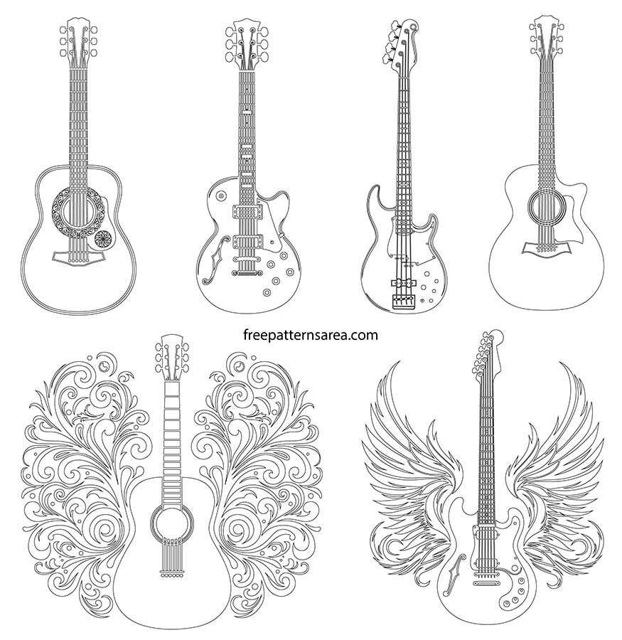 Free Acoustic Electric Guitar Vector Designs For Music Projects FreePatternsArea