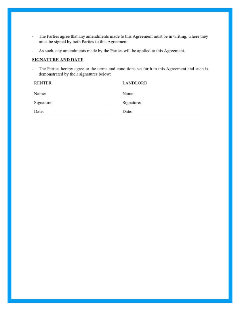 Simple Lease Agreement Template Free Printable