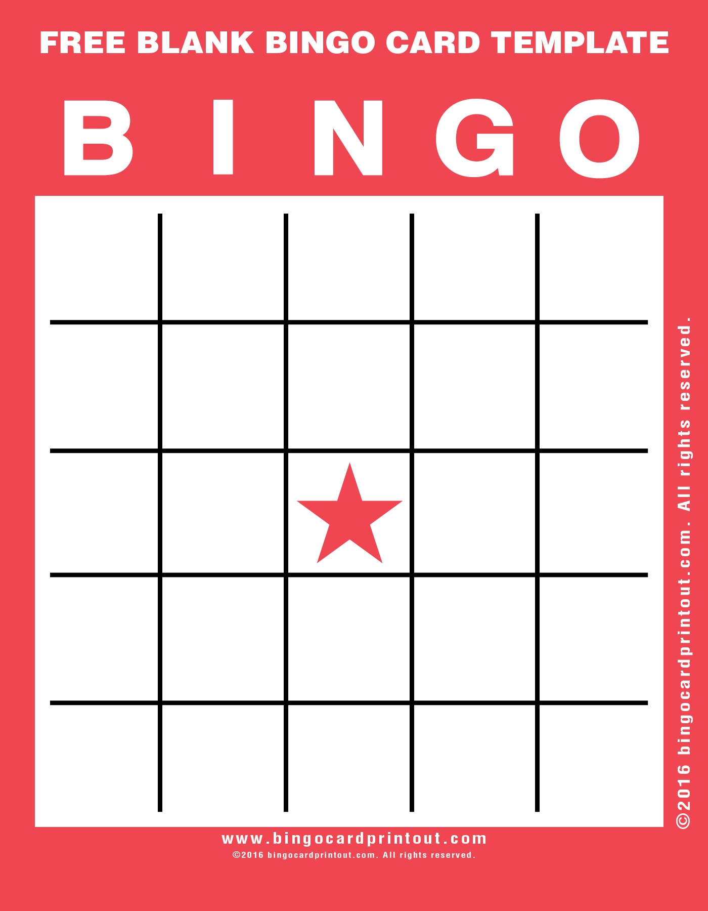 Free Blank Bingo Card Template BingoCardPrintout