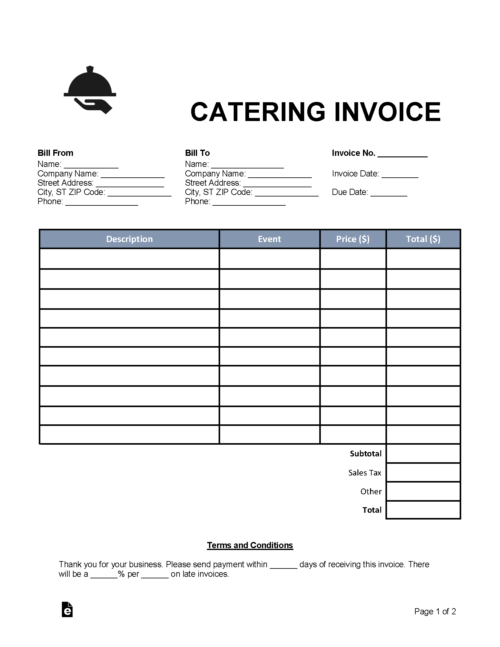 Printable Billing Invoice Template