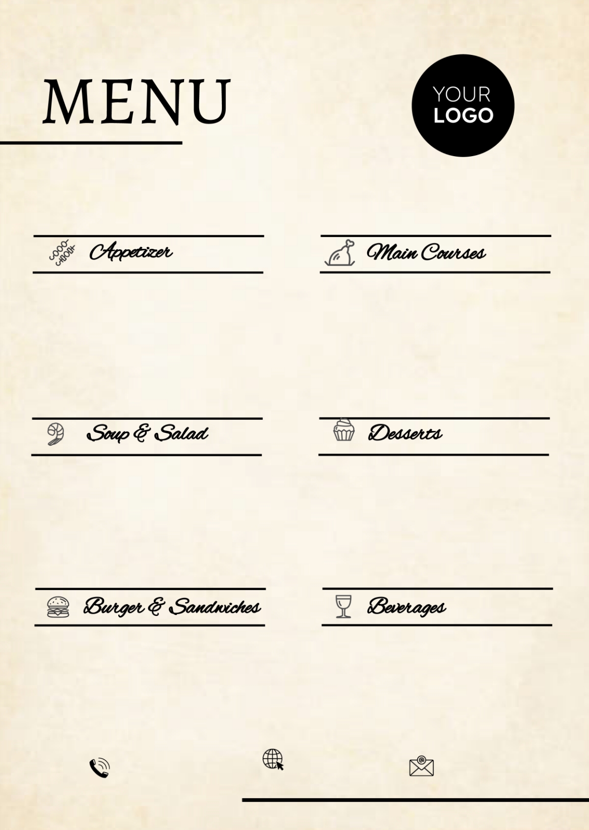 Free Blank Menu Template To Edit Online