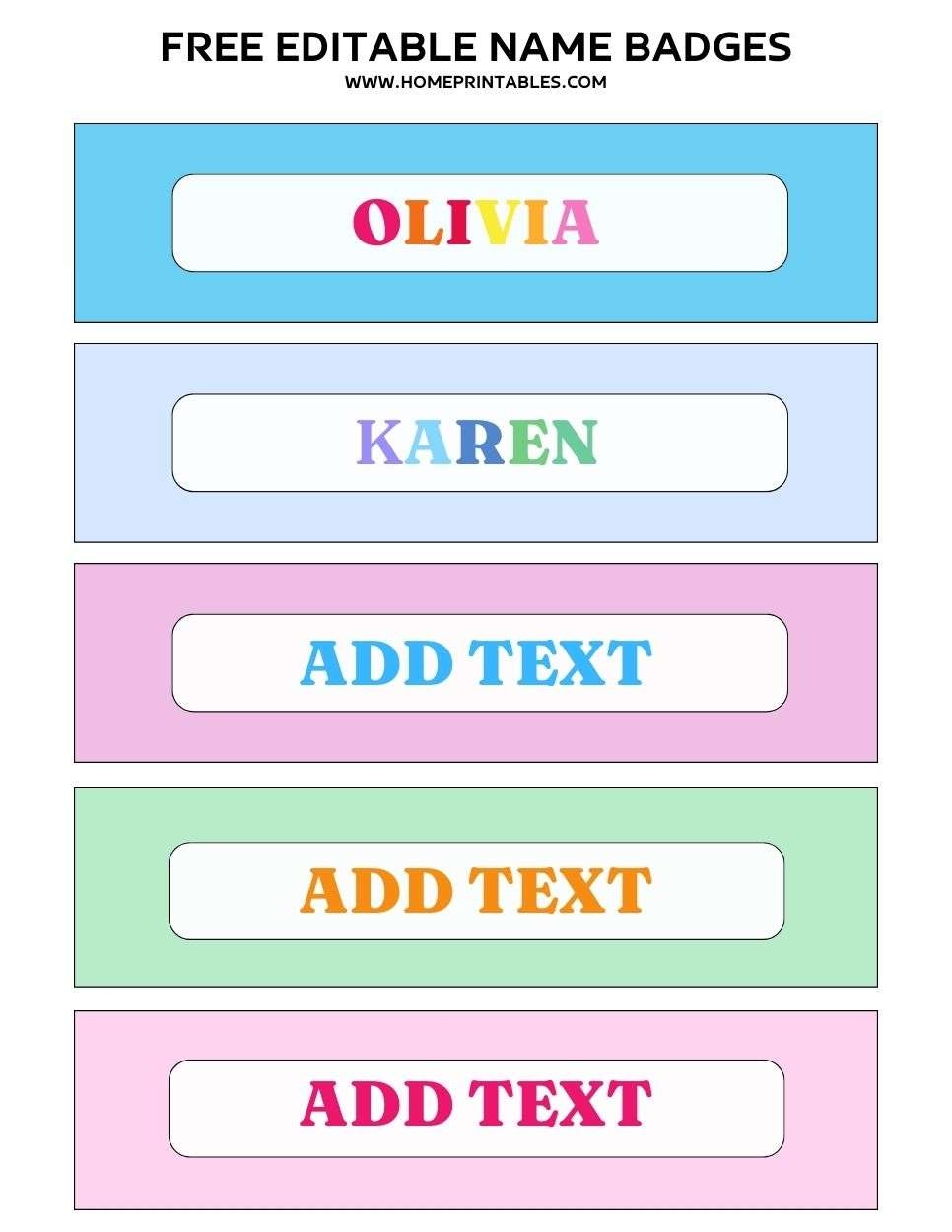 Free Printable Name Templates