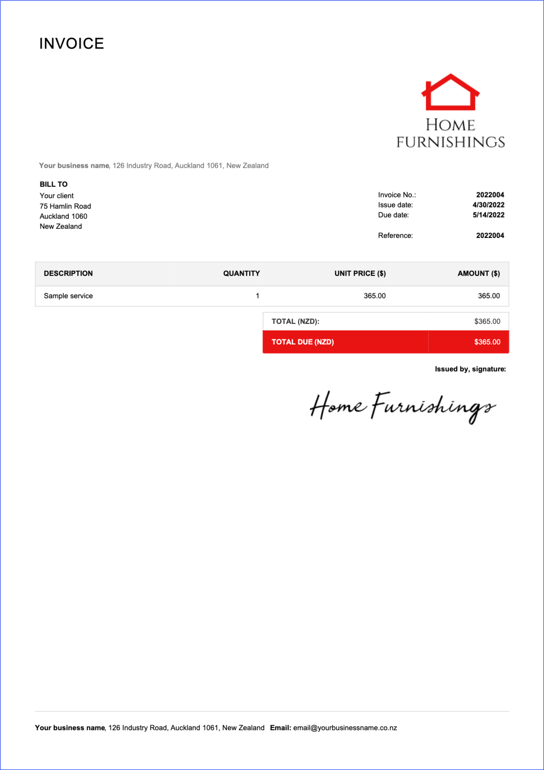 Printable Invoice Template Word