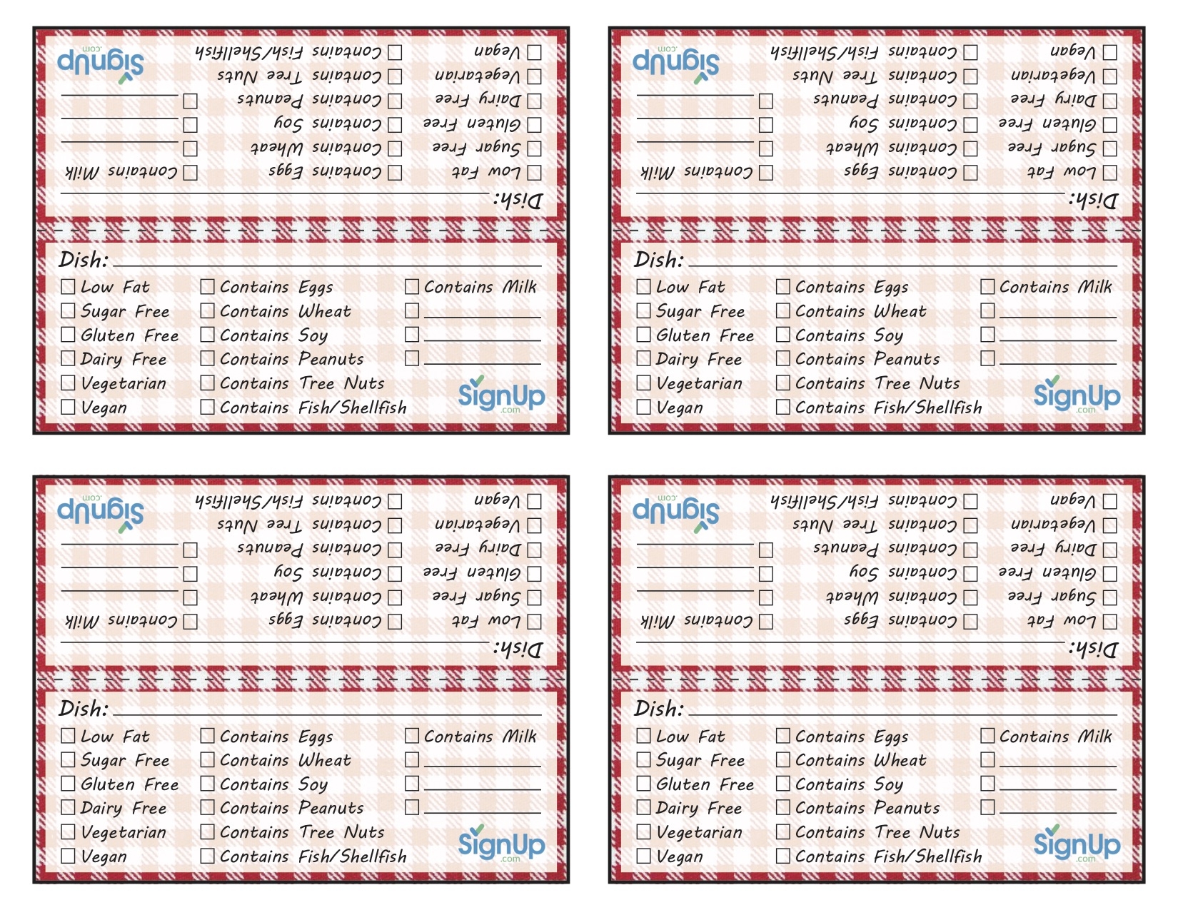 Free Food Allergy Meal Tags For Picnics Potlucks SignUp
