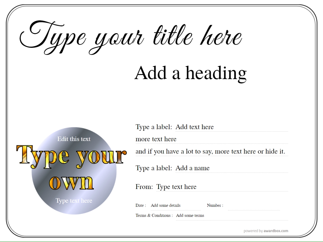 Printable Gift Certificates Free Template
