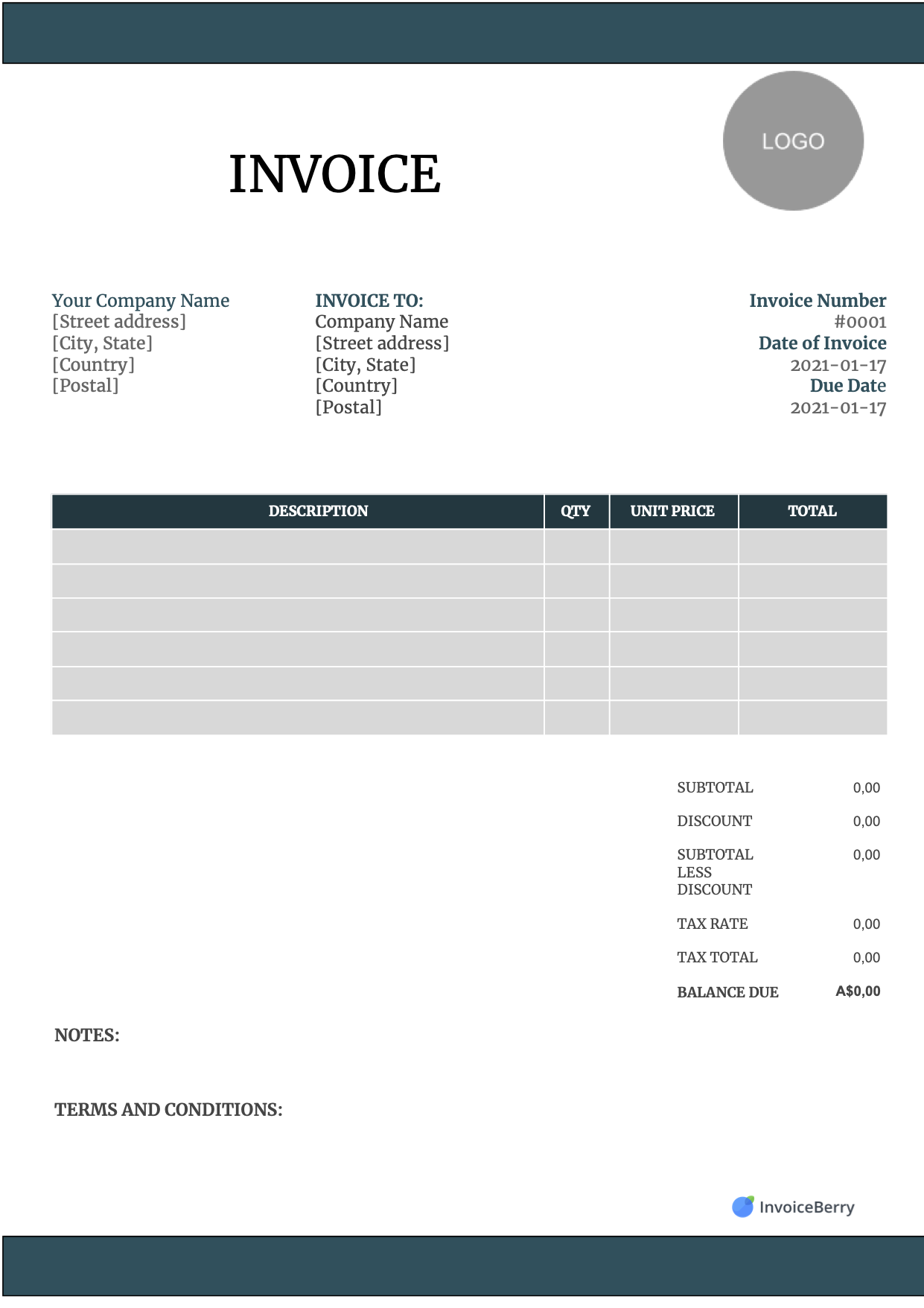 Editable Printable Invoice Template