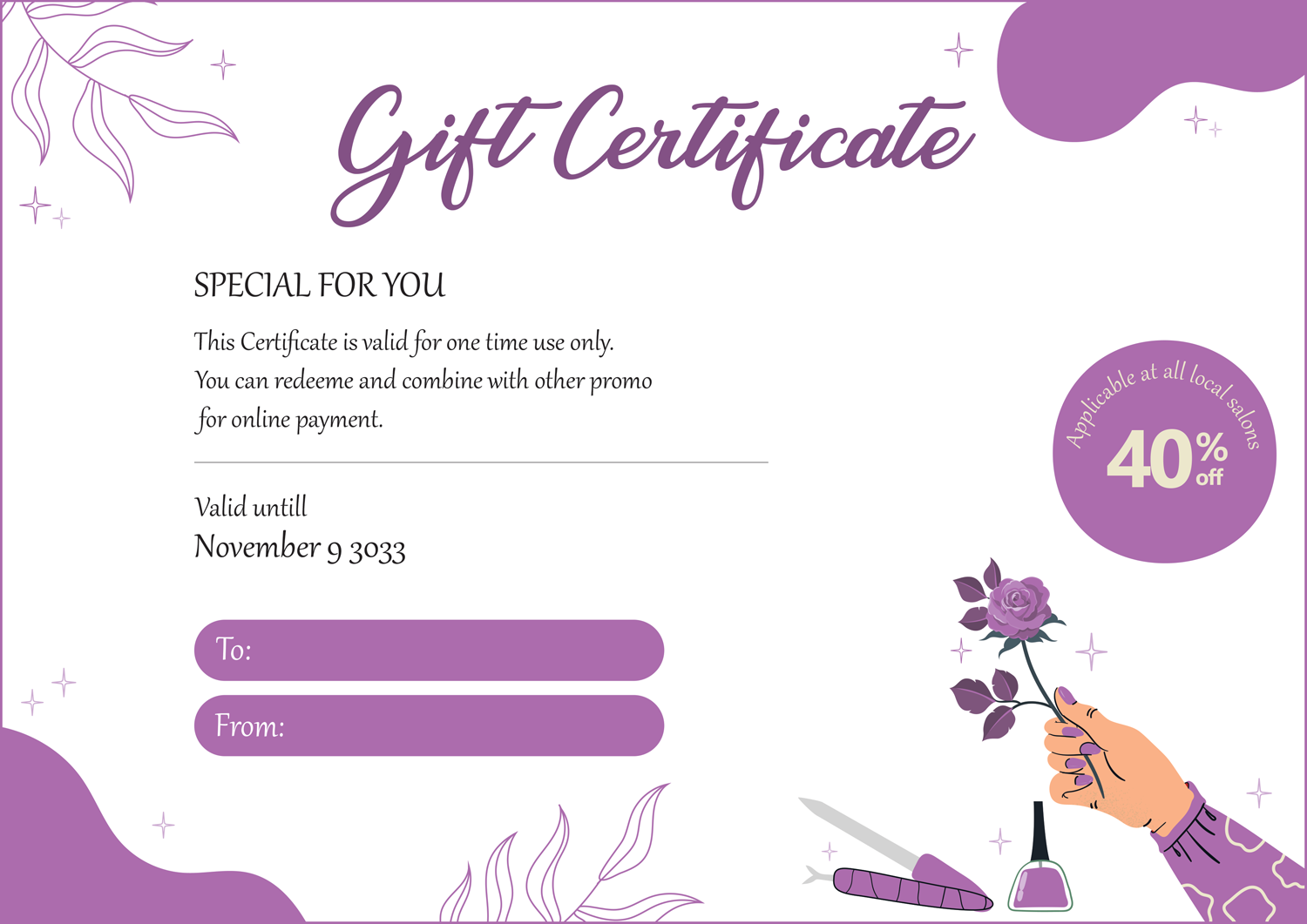 Free Nail Salon Gift Certificate Template Highfile