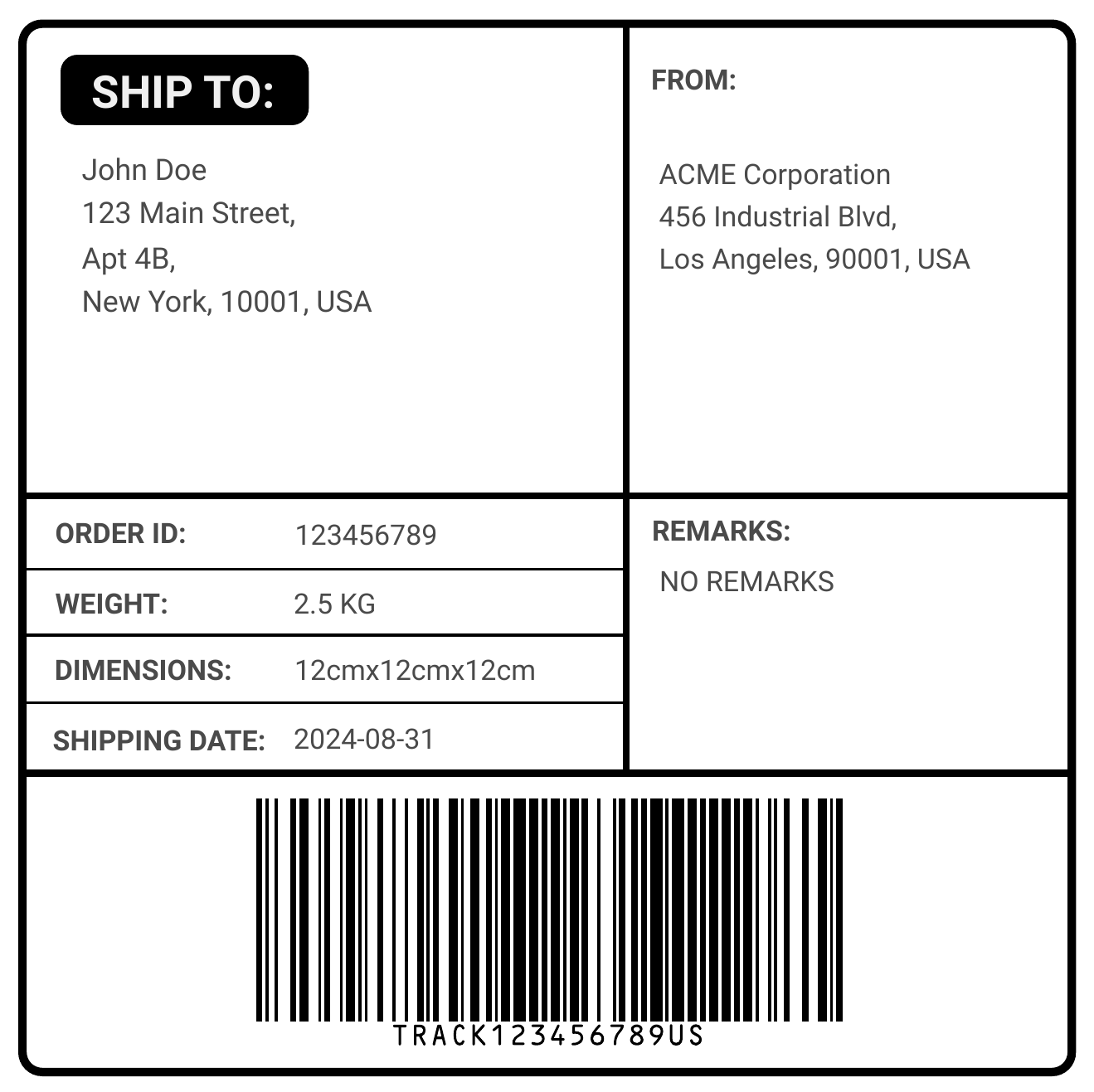 Free Online Shipping Label Maker CraftMyPDF