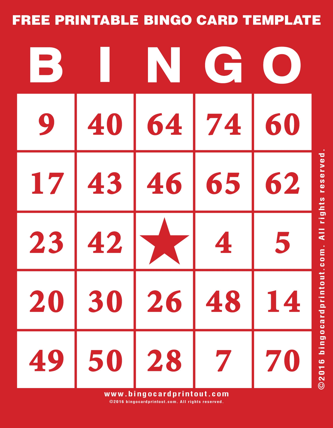 Free Printable Bingo Card Template