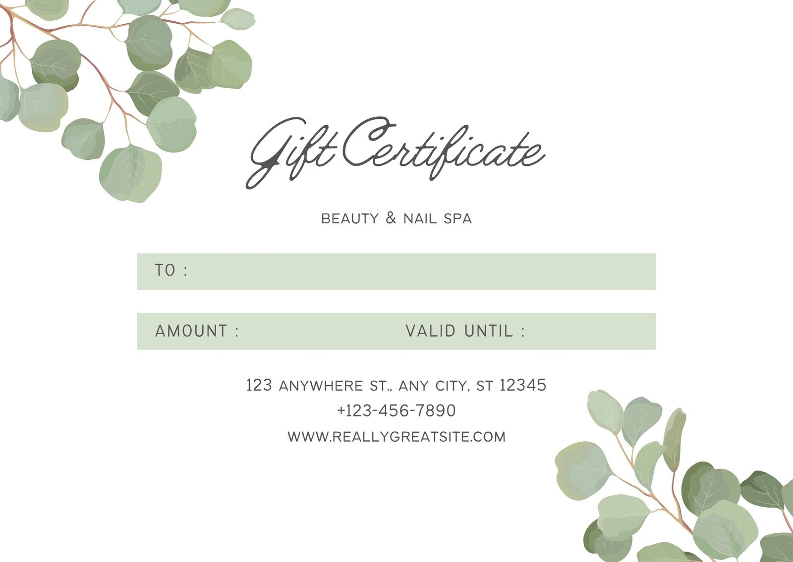 Free Printable Customizable Spa Gift Certificate Templates Canva