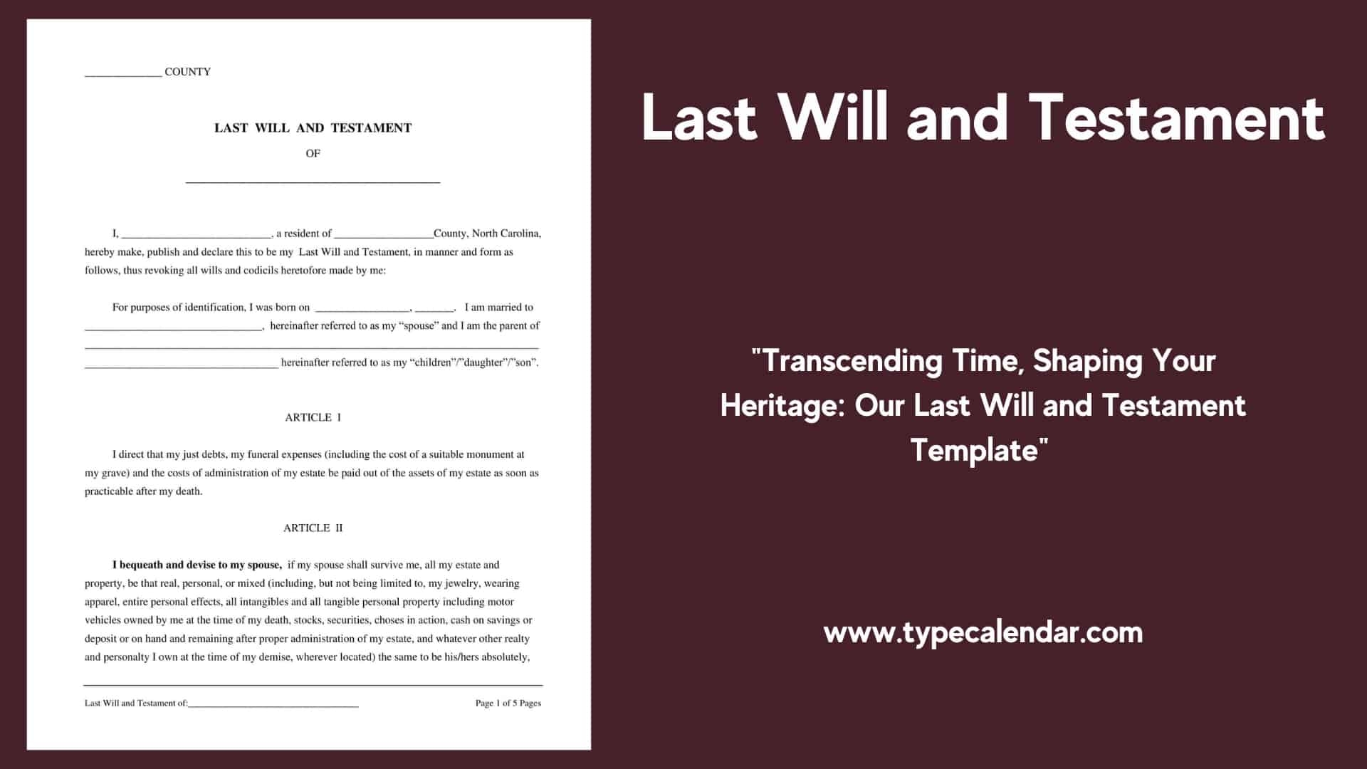 Free Printable Simple Will Template